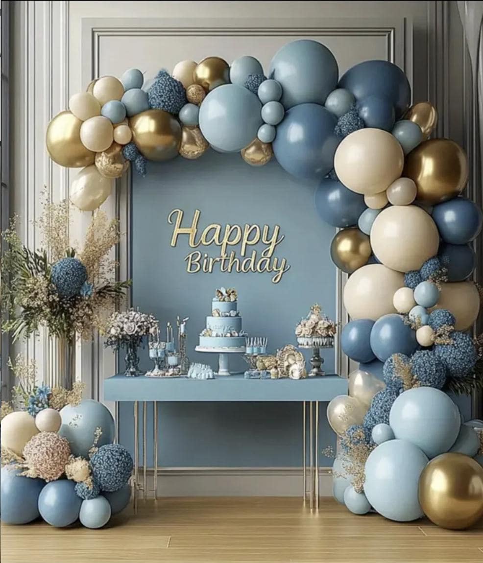Birthday Balloon Set With Powder Blue and Goldbow Foil Balloon - Etsy