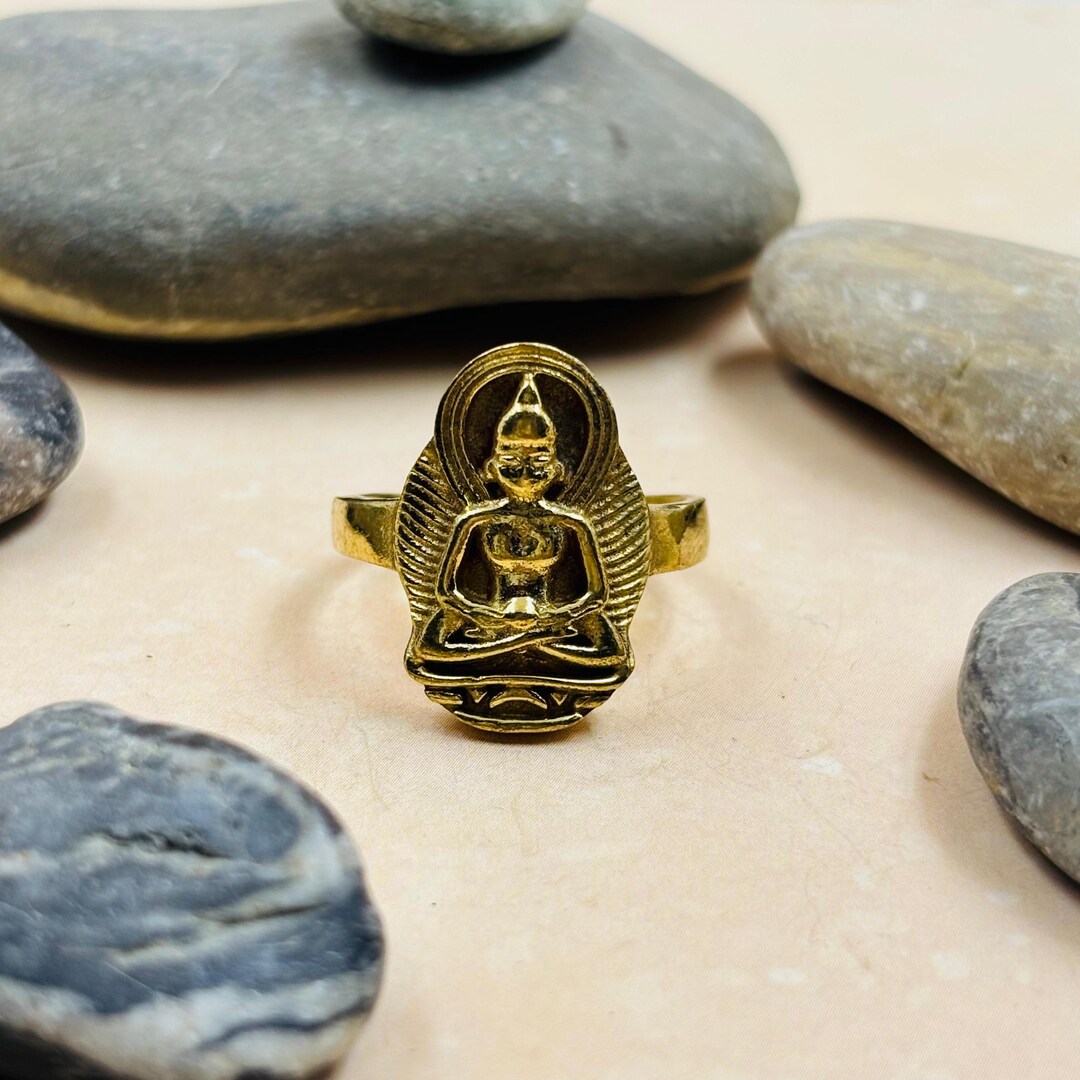 Gold Meditating Buddha Ring, Spiritual Meditation Statement Ring ...
