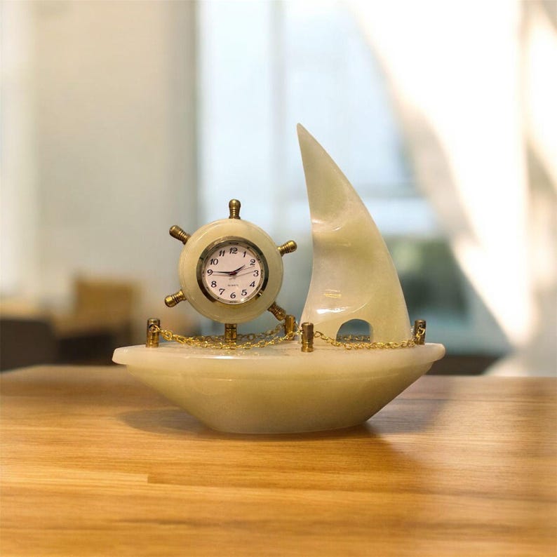 Sailboat Rocking Clock Handcrafted Onyx Marble Sailboat Clock – Timeless Nautical Elegance - Etsy