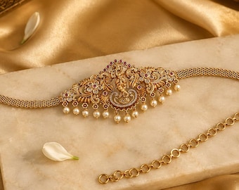 Ethnic Armlet | Temple jewelry armlet | Hand Jewelry| South Indian Wedding Jewelry| Rashmika mandana jewelry | Krishna jewelry| Baju bandh |