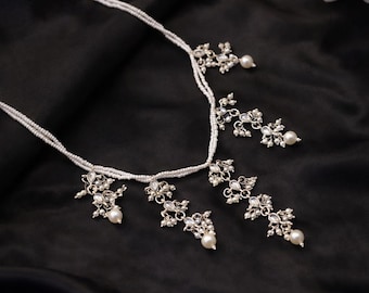 Accesorio para el cabello bañado en plata / Accesorio para el cabello / Joyería nupcial / Joyería para damas de honor / Joyería para el cabello india / Novia india / Joyería para el cabello con perlas