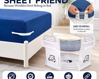 Porte-draps Sheet Friend, bandes de verrouillage robustes, installation facile (Ensemble de 4)