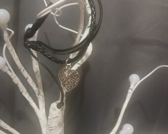 Leather Heart Bracelet A002