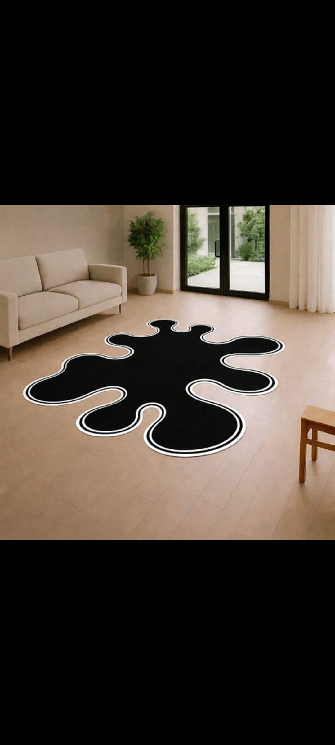 Modern Black Abstract Splatter Shape Rug - Etsy