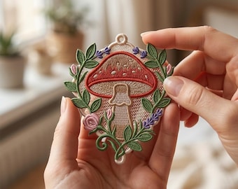 Wzór haftu maszynowego „Fairy Forest Mushroom” (obręcz 5x7), plik cyfrowy Woodland Cottagecore