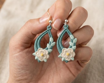 Floral Lace Earring Machine Embroidery Design – Lightweight Jewelry File (Digital Download)
