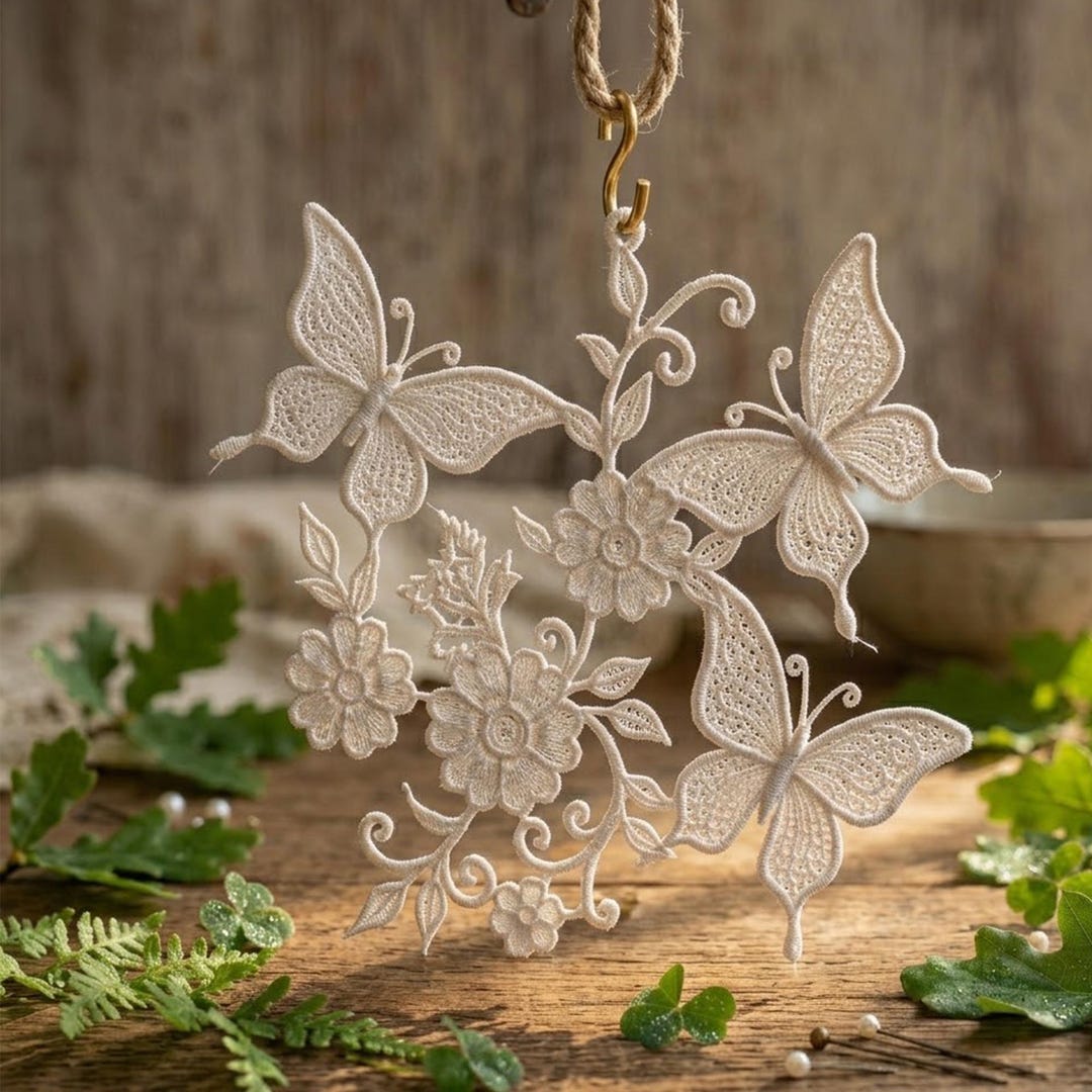 Floral Butterfly FSL Embroidery Design | Free Standing Lace File With ...