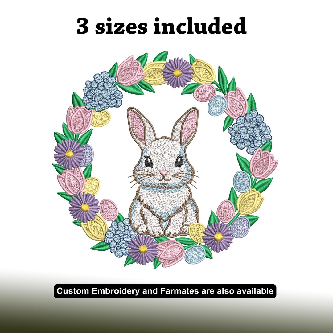 Easter Bunny Machine Embroidery Pattern: Spring Rabbit Design (digital ...