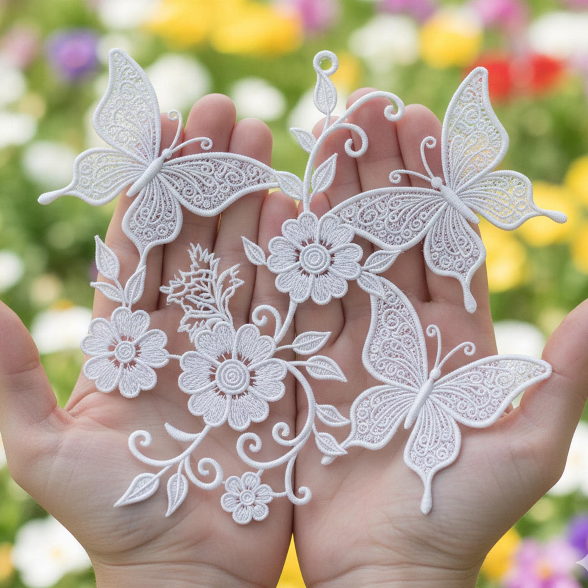 Floral Butterfly FSL Embroidery Design | Free Standing Lace File With ...
