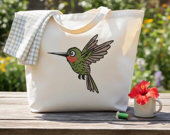 Diseño de bordado de colibrí / Archivo de puntada de pájaro floral (DST, JEF, PES +)