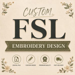 Diseño de bordado FSL personalizado, servicio de digitalización de encaje independiente, cualquier tamaño y formato.