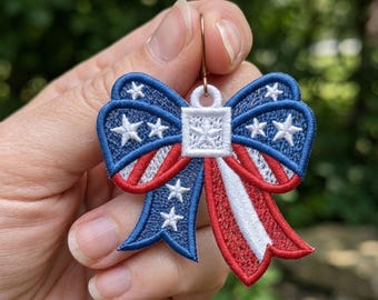 Diseño de bordado a máquina para pendientes con lazo de encaje estilo americana (descarga digital)