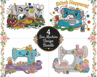 Paquete de diseños para bordado a máquina: estilos divertidos, florales y vintage (descarga digital)