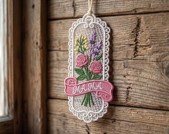 Floral Mama Bookmark Embroidery Design (Digital File)