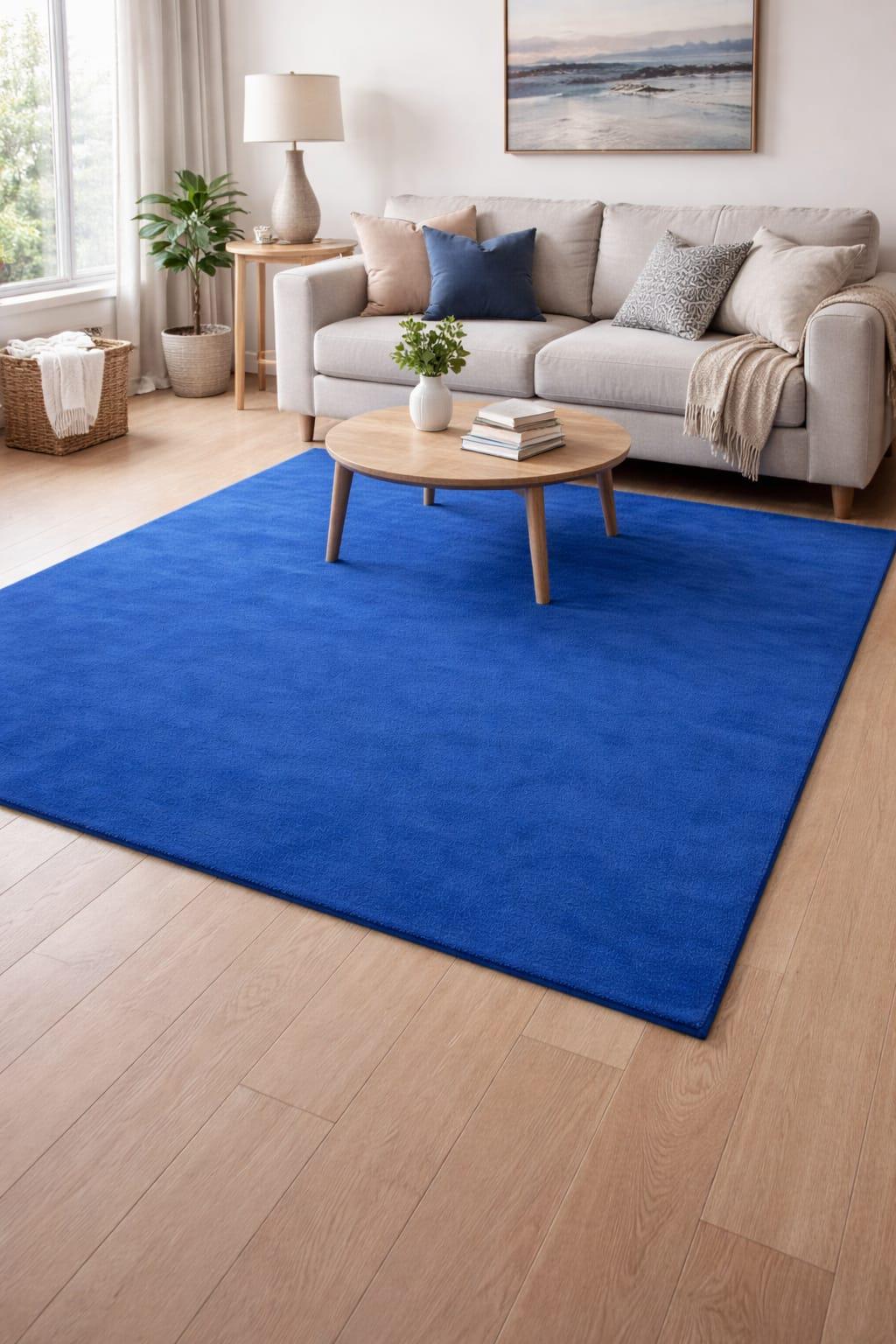 Solid Blue Area Rug, Modern Minimalist Rug, Hand Tufted Wool Carpet ...