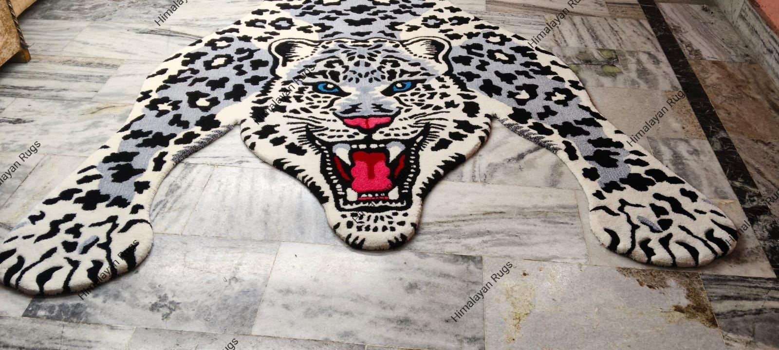 Tiger Leopard Rug Hand-tufted Leopard Rug Tibetan Tiger Rug Snow Leopard Shaped Rug ...