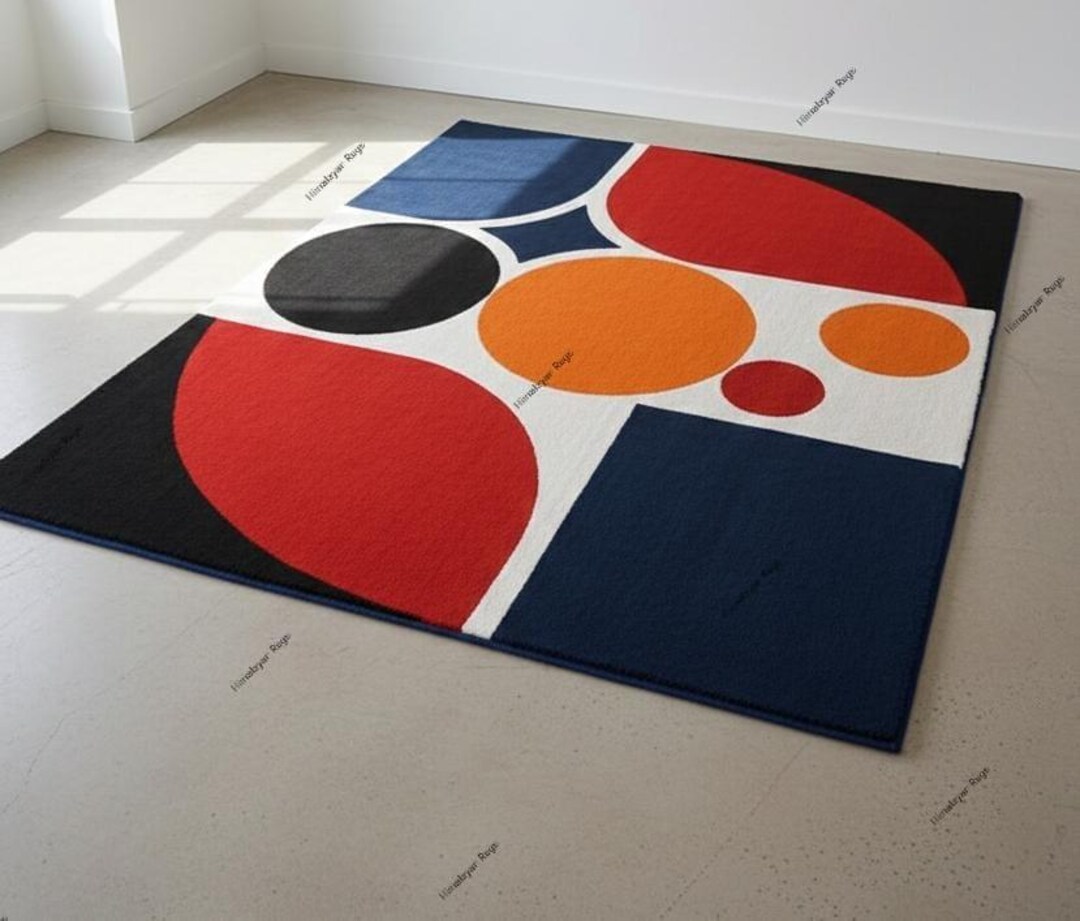 Hand-tufted Abstract Geometric Rug–handmade Mid Century Modern Rug ...