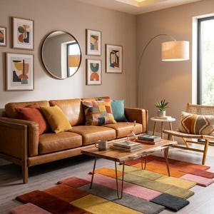 Hand Tufted Wool Rug, Abstract Geometric Patchwork Rug, Modern Color Block Multicolor Area Rug, Boho Living Room Decor, Soft Plush Floor Rug