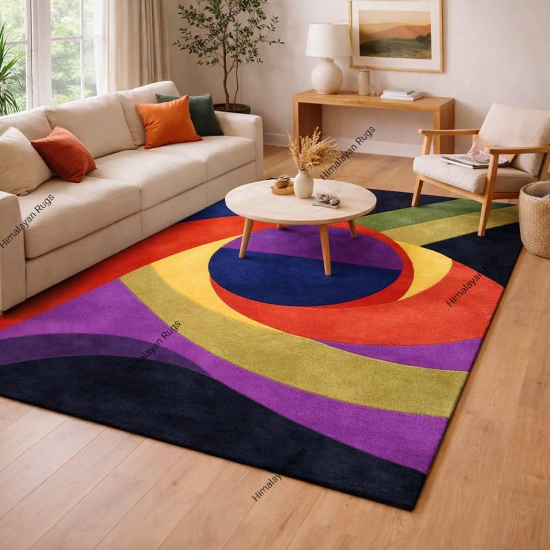Handmade Abstract Hand Tufted Rug Modern Geometric Wool Area Rug ...