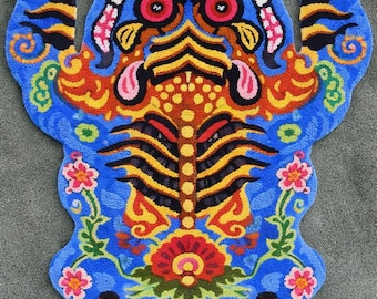 Hand-tufted Tibetan Tiger Wool Rug Handmade Tibetan Rug Handmade Tufted Wool Tibetan Rug Animal Skin Rug Animal Rug kids Rug Tibetan Rug
