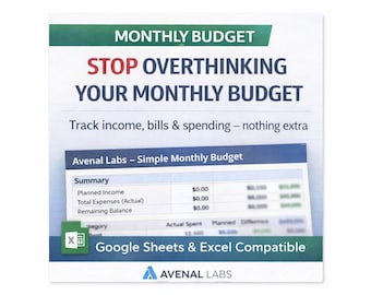 Monthly Budget Spreadsheet | Google Sheets & Excel Template (Digital Download)
