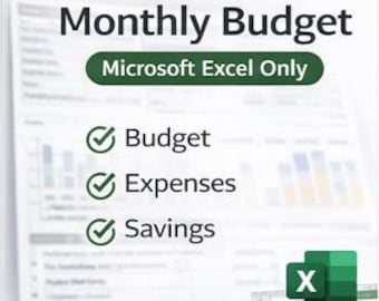 Excel Monthly Budget Spreadsheet | Easy Finance Tracker (Digital Download)