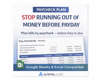 Paycheck Budget Planner | Automatic Bill Pay, Google Sheets & Excel (Digital Download)