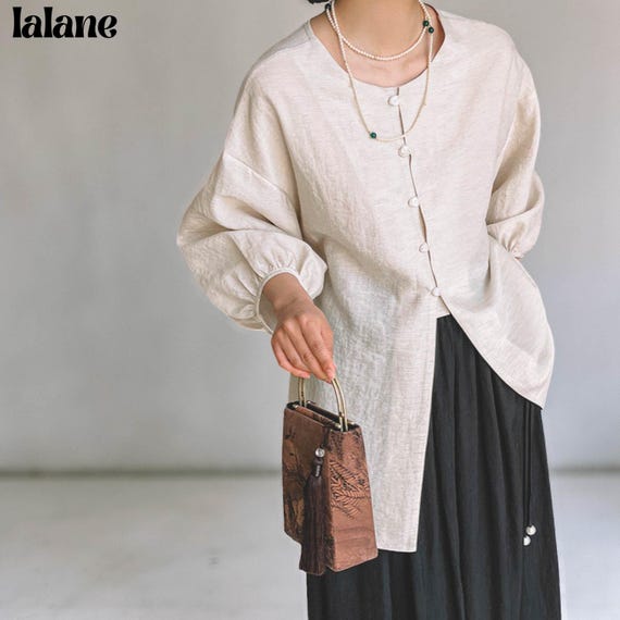 Relaxed Fit Women's Shirt: Lightweight Linen Blouse Soft Linen Top  Breathable clothing Comfortable Outfit