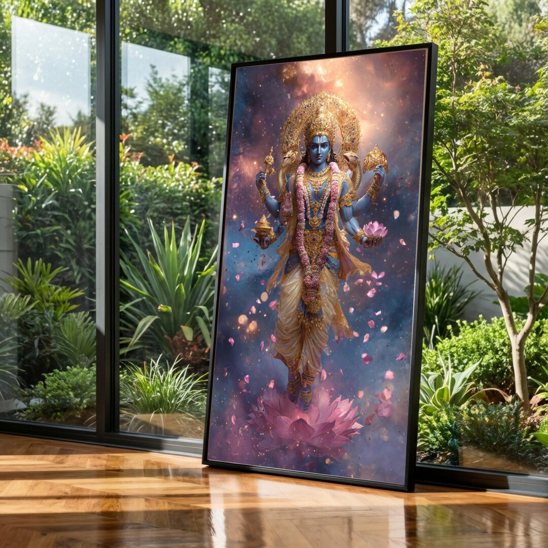 Divine Vishnu Sculpture Canvas, Hindu God Wall Art, Spiritual Home ...