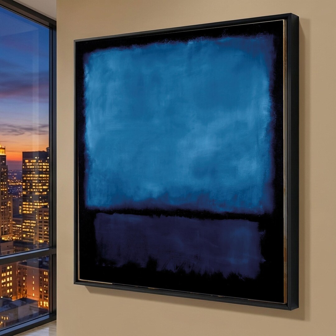 Markh Rothko Blue and Navy Canvas Wall Art, Modern Minimalist Painting ...