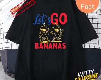 Retro Let's Go Bananas Shirt - Groovy 70s Style Tee - Trendy Foodie Gift
