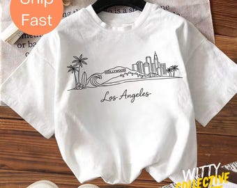 Comfort Colors® Los Angeles Line Art T-Shirt, Hollywood LA California Minimal City Outline Shirt