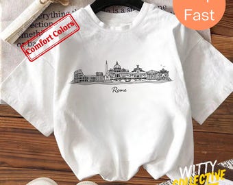 Minimalist Rome Illustration Tee | Italy Travel T-Shirt | City Line Art Shirt
