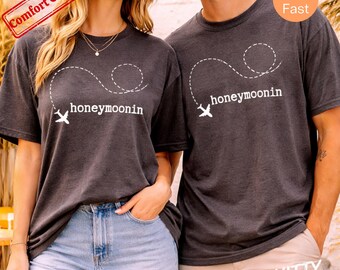 Camiseta Honeymoonin - Camiseta con ambiente de luna de miel para recién casados - Regalo de despedida de soltera retro