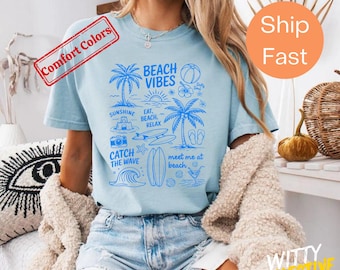 Shirt Retro Beach Vibes - zomerse zonsondergang grafische top - surfcultuurshirt jaren 70