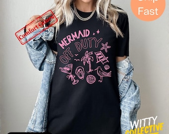 Mermaid Off Duty Shirt - Coastal Retro Summer Beach Vacation Tee