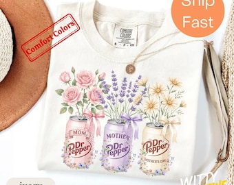 Retro Dr Pepper Inspired Mom Shirt - Floral Mother's Day Soda Lover Mama Gift