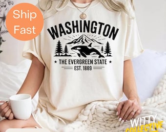 Comfort Colors® Washington The Evergreen State T-Shirt, Vintage Washington Shirt, Pacific Northwest Tee