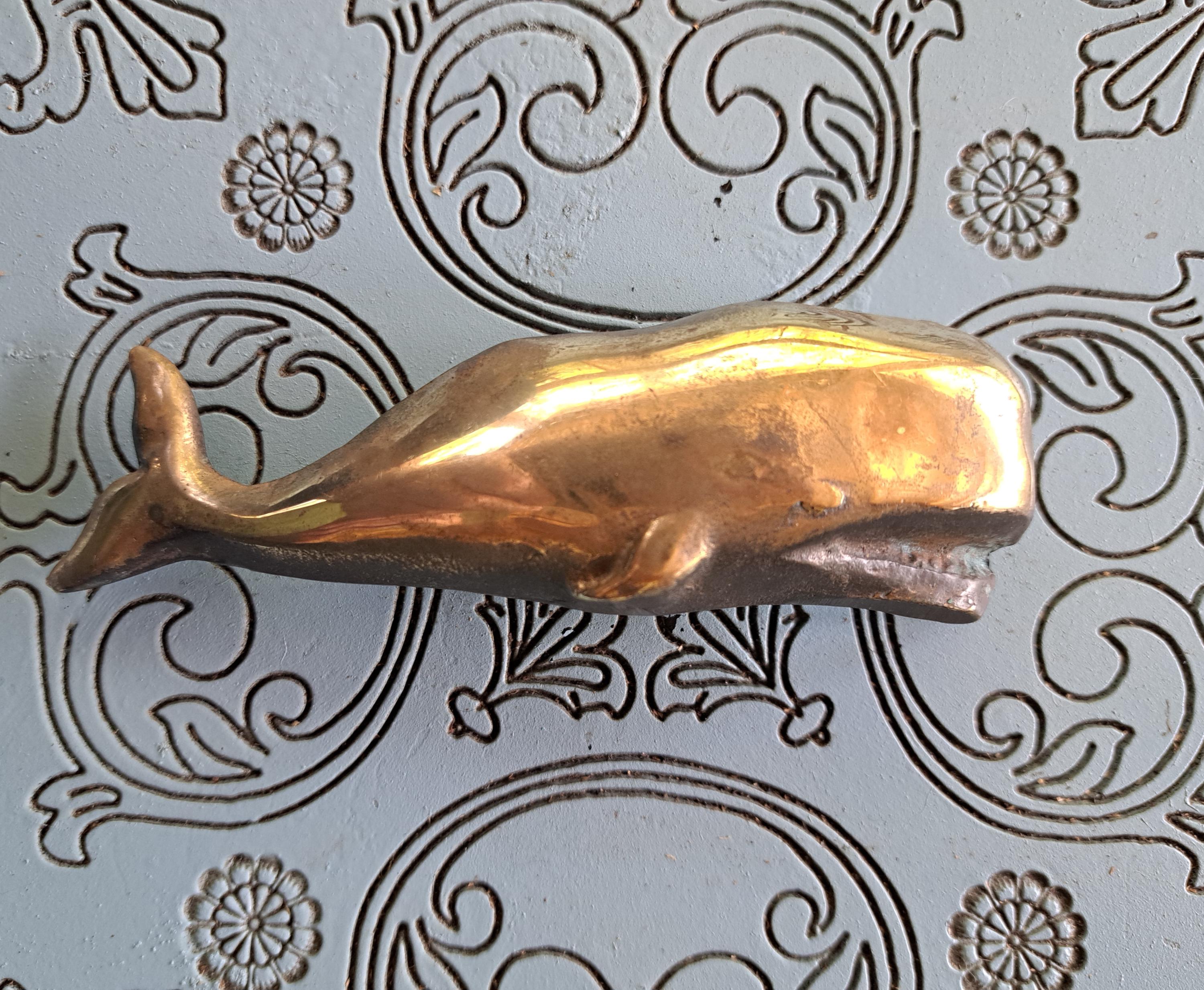 Vintage Scott Nelles Solid Brass Dolphins Belt Buckle 1970\'s Brass dolphin | 7” long 26 +? main image 3