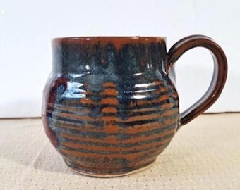Handmade Pottery Coffee Mug, 16 oz, Vintage 1995 Studio Pottery, Signed, Ceramic Cup