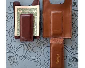Leather Money Clip, Vintage Tan Leather Front Pocket Wallet, Weaver Leather, Money Clip with Card Slot, New Old Stock,  Minimalist Wallet