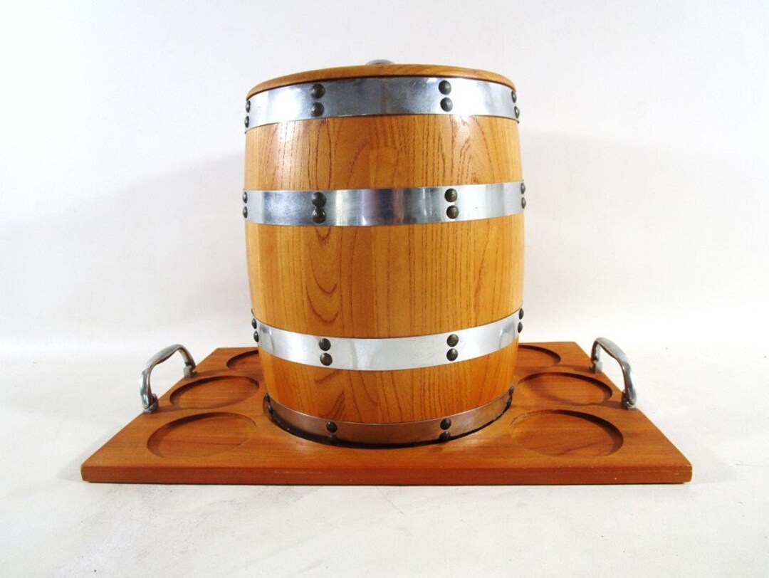 Ice Bucket and Serving Tray Vintage Towle Silversmiths Wood Etsy