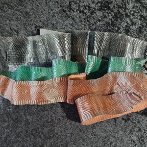 Snakeskins, Tanned and Dyed Reptile Hide, Vintage Leather Work Craft Supply, Leatherwork Supply, Sewing Trim, Tanned in England