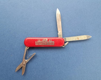 Pepperidge Farm Advertising Knife, Vintage 1981 Victorinox Knife, Pocket Knife with Nail File and Scissors, Stainless Steel