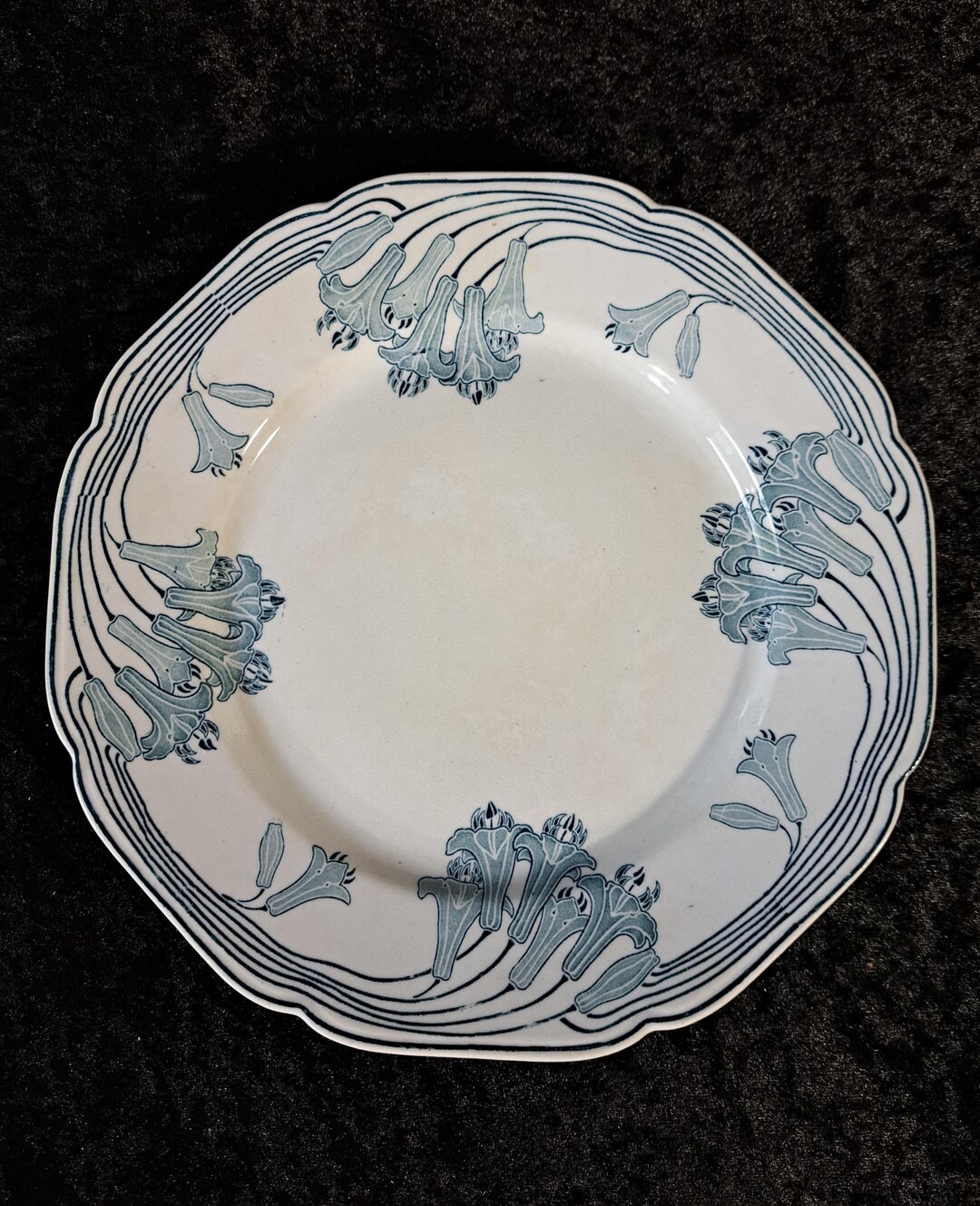 Transferprint Petrus Regout Clevia Dinner Plates, Two 1906 Antique Vintage Dining and ...