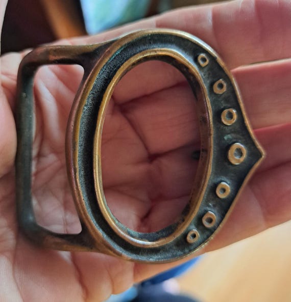 Tech Ether 'Pythoness' 70's Brass Belt Buckle, Ra… - image 2