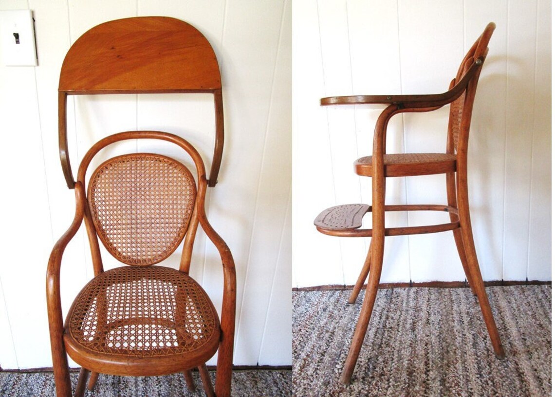 Bentwood and Wicker High Chair Vintage Style Antique Etsy