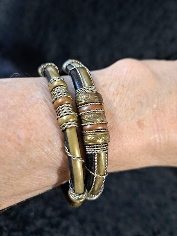 Assorted Bangles, Vintage 1970s Brass Bracelets, … - image 7