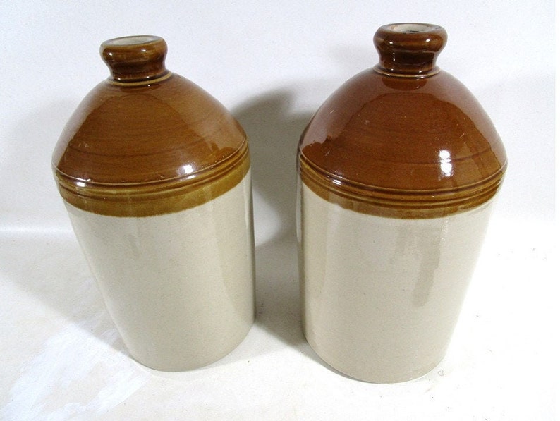 Large Stoneware Jugs Vintage Pair Rum Jar Crock Etsy