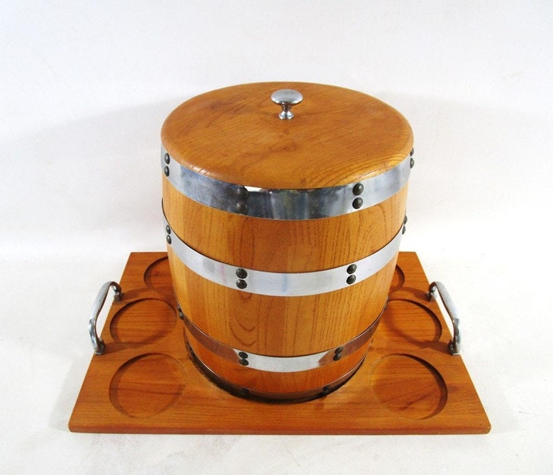 Ice Bucket and Serving Tray Vintage Towle Silversmiths Wood Etsy